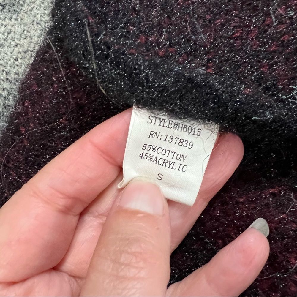 Dreamers Cream Burgundy Southwest Boho Shrug Sweater - Picture 6 of 7